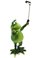 Goldbach Giftware Figurines Collectables - Frog with selfie stick figurine - 28cm, polyresin