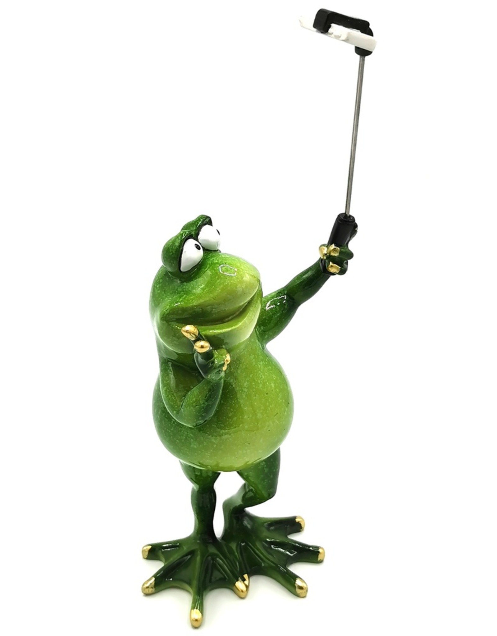 Goldbach Giftware Figurines Collectables - Frog with selfie stick figurine - 28cm, polyresin