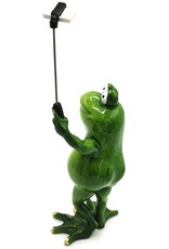 Goldbach Giftware Figurines Collectables - Frog with selfie stick figurine - 28cm, polyresin