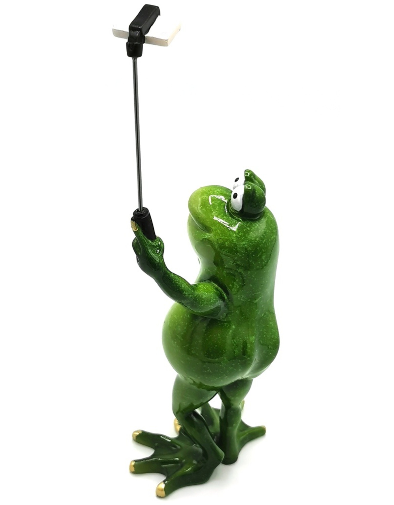 Goldbach Giftware Figurines Collectables - Frog with selfie stick figurine - 28cm, polyresin