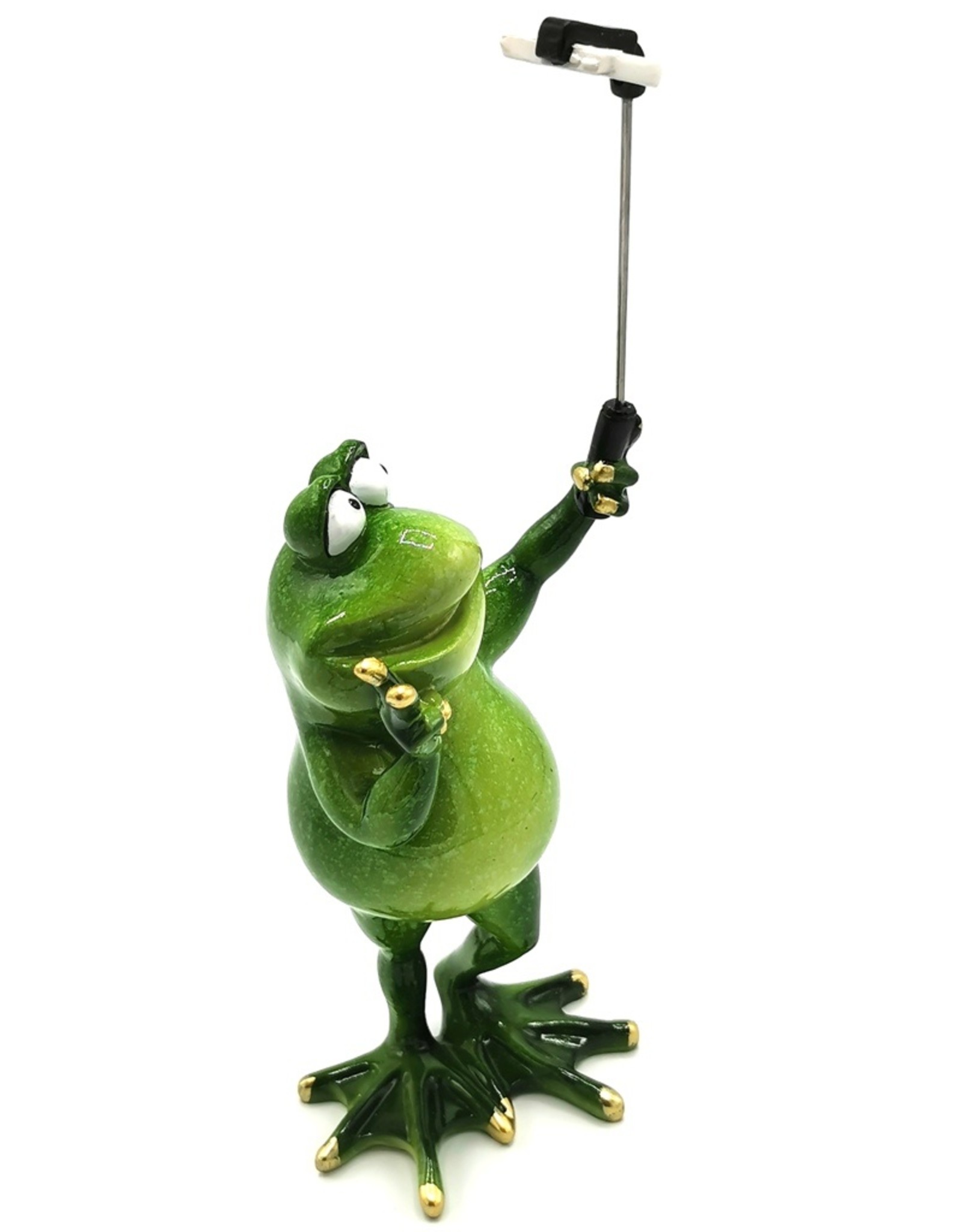 Goldbach Giftware Figurines Collectables - Frog with selfie stick figurine - 28cm, polyresin