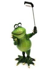 Goldbach Giftware Figurines Collectables - Frog with selfie stick figurine - 28cm, polyresin