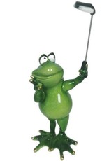 Goldbach Giftware Figurines Collectables - Frog with selfie stick figurine - 28cm, polyresin