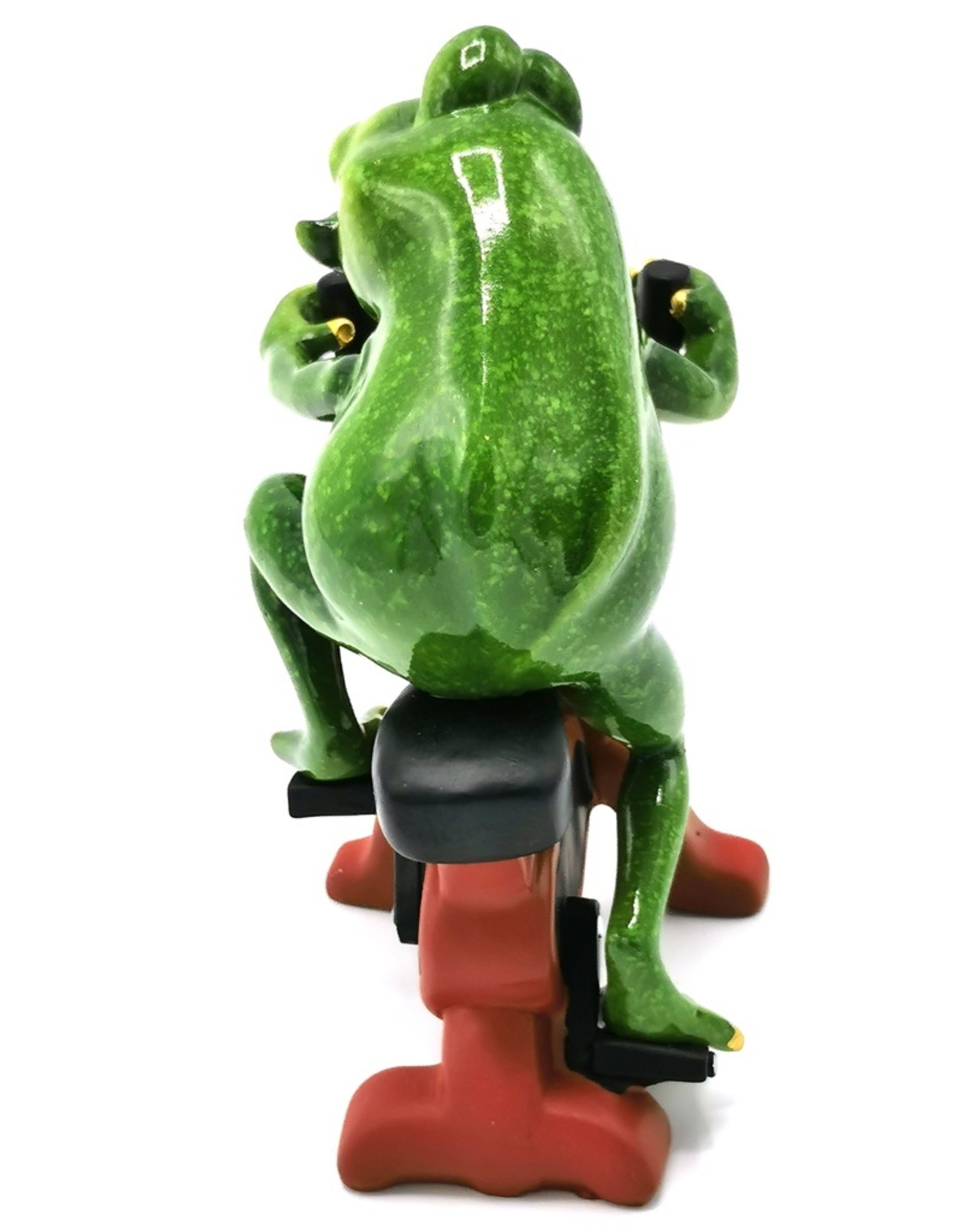 Frog on the Exercise Bike figurine 18cm, resin