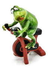 Goldbach Giftware, beelden, collectables - Kikker op de Hometrainer beeld - 18cm, polyresin