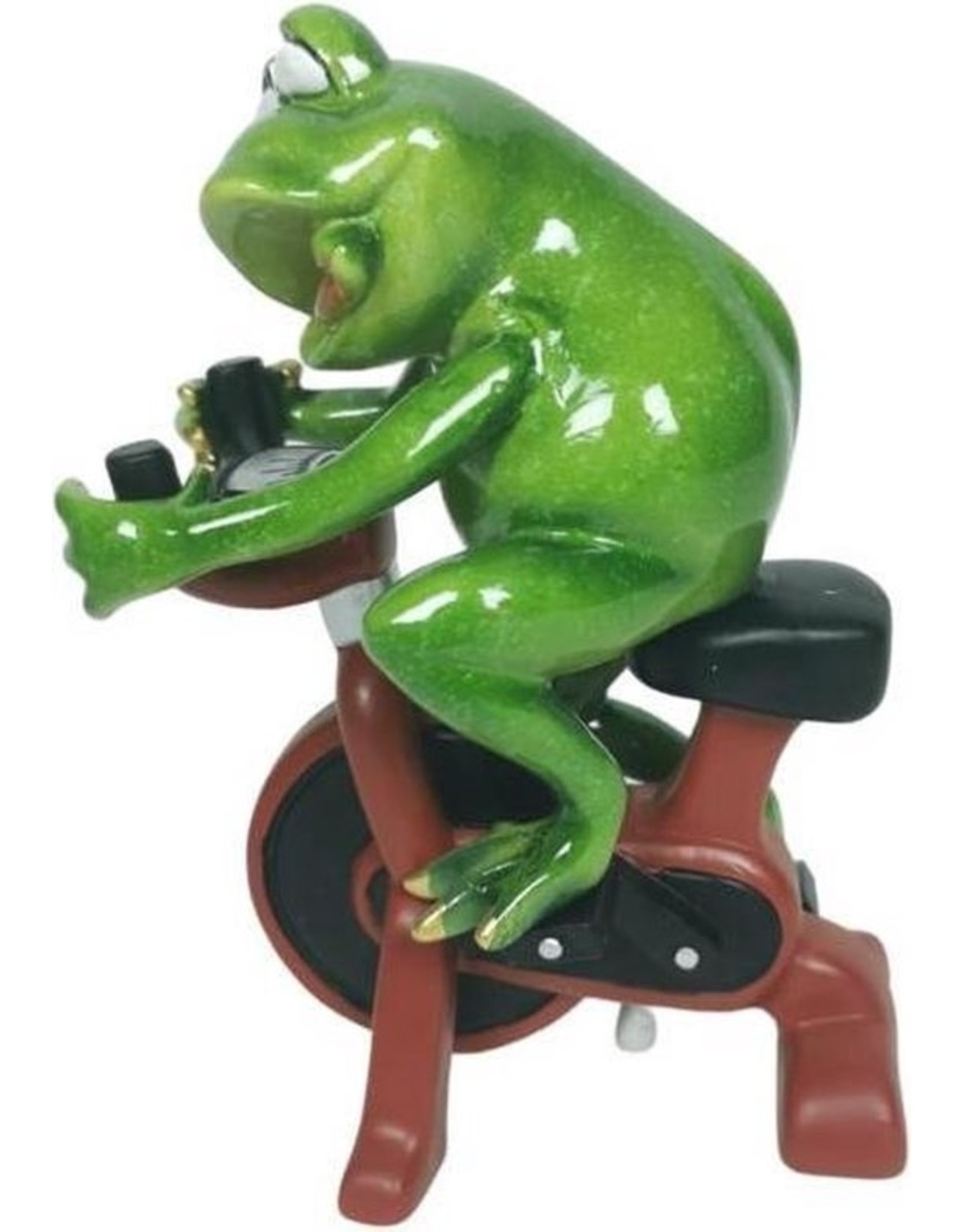 Goldbach Giftware Figurines Collectables - Frog on the Exercise Bike figurine - 18cm, polyresin