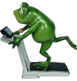 Goldbach Frog on the Treadmill figurine - 18cm, polyresin