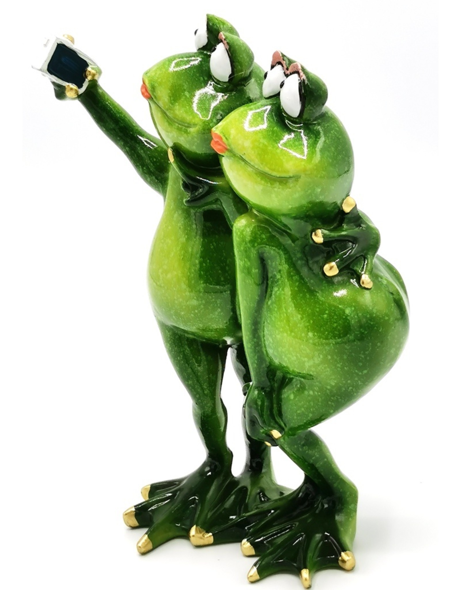 Goldbach Giftware Figurines Collectables - Frog Girls Selfie figurine - 21cm, polyresin