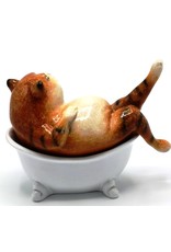 Goldbach Giftware Figurines Collectables - Red Cat in Bathtub figurine - 13cm, polyresin