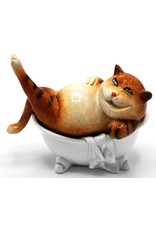 Goldbach Giftware Figurines Collectables - Red Cat in Bathtub figurine - 13cm, polyresin