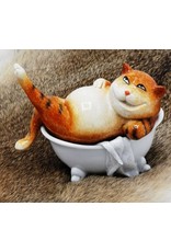 Goldbach Giftware Figurines Collectables - Red Cat in Bathtub figurine - 13cm, polyresin