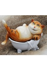 Goldbach Giftware Figurines Collectables - Red Cat in Bathtub figurine - 13cm, polyresin