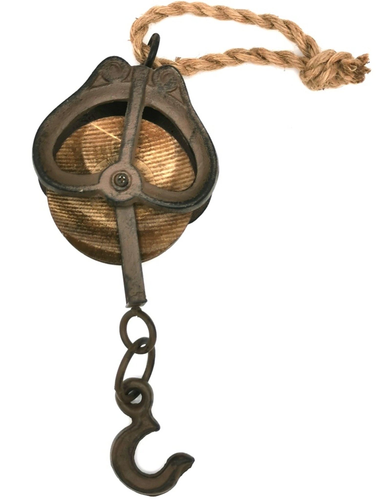 Trukado Miscellaneous - Wooden pulley with cast iron frame and hook