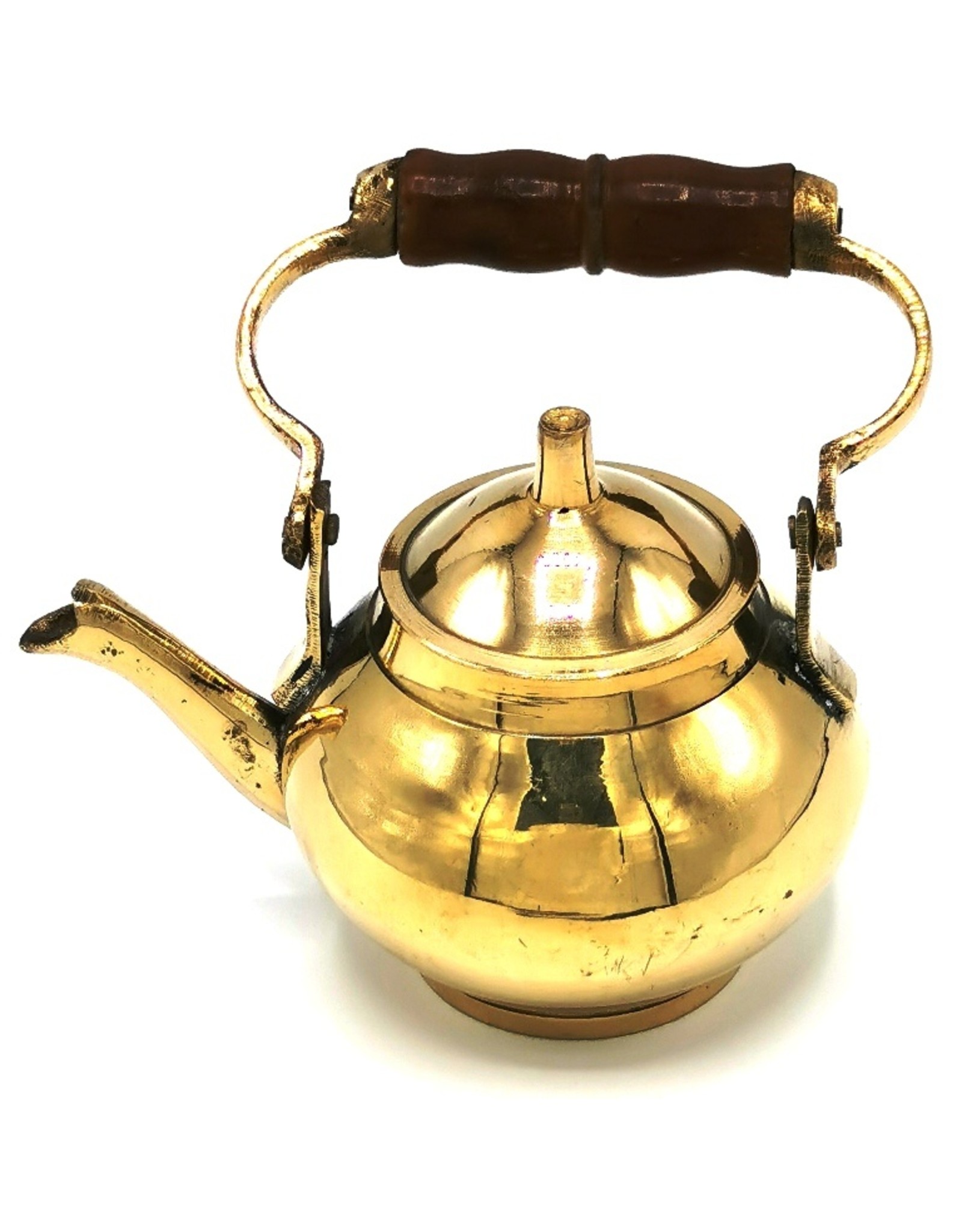 Trukado Giftware Figurines Collectables - Miniature Teapot with wooden handle, Brass