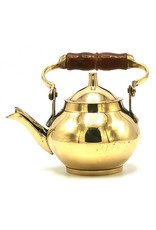 Trukado Giftware Figurines Collectables - Miniature Teapot with wooden handle, Brass