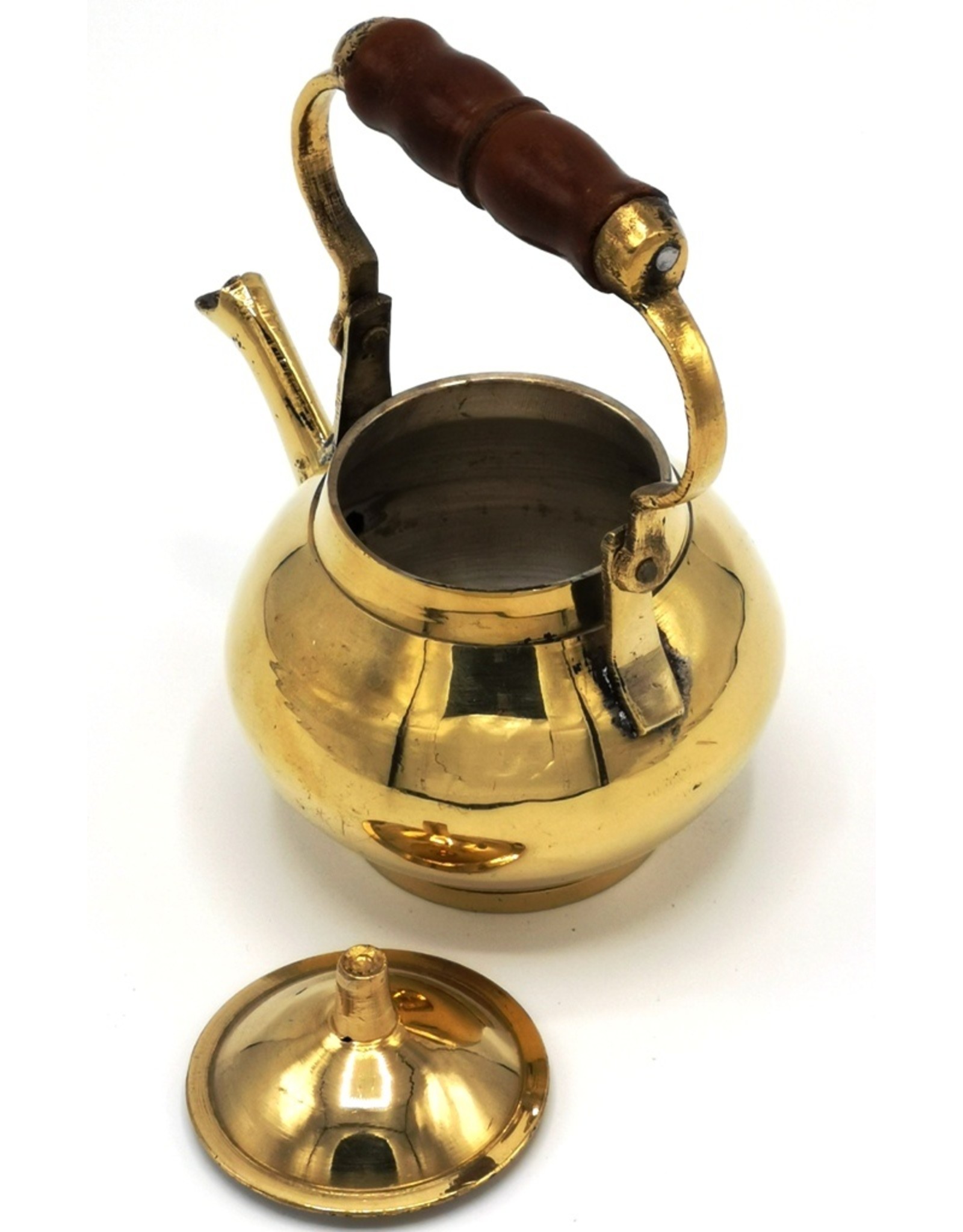 Trukado Giftware Figurines Collectables - Miniature Teapot with wooden handle, Brass