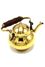 Trukado Giftware Figurines Collectables - Miniature Teapot with wooden handle, Brass