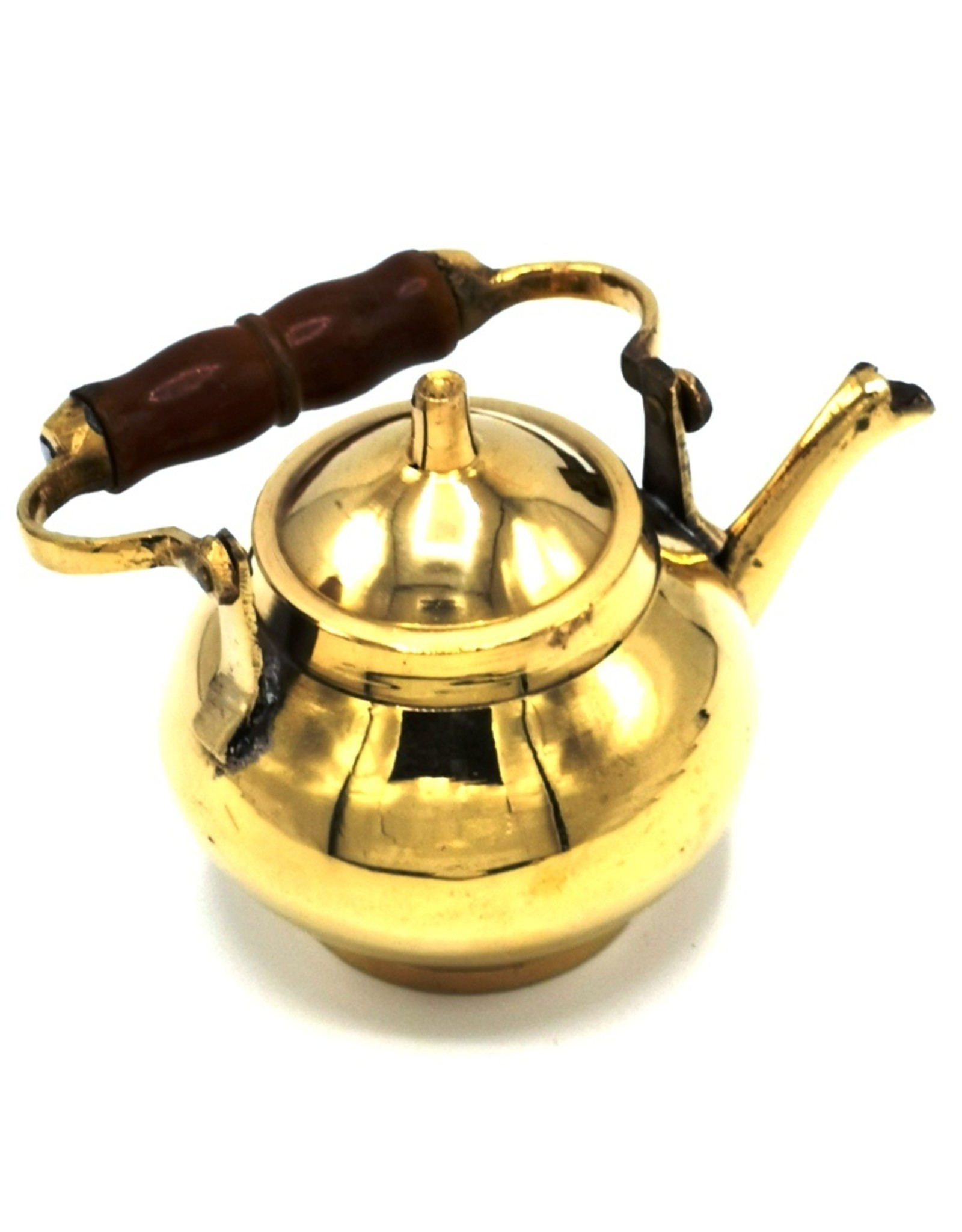 Trukado Giftware Figurines Collectables - Miniature Teapot with wooden handle, Brass