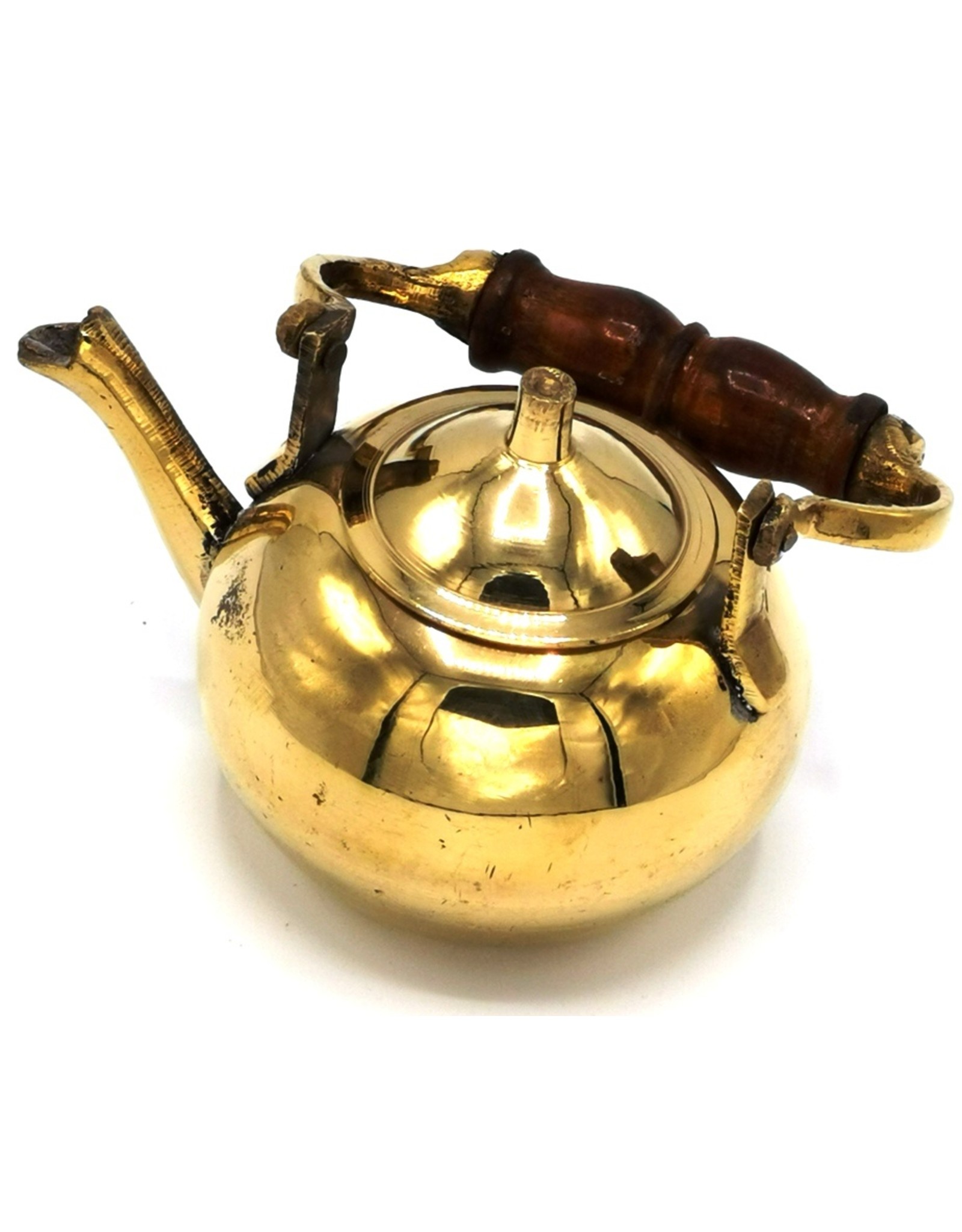 Trukado Giftware Figurines Collectables - Miniature Teapot with wooden handle, Brass