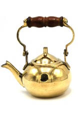 Trukado Giftware Figurines Collectables - Miniature Teapot with wooden handle, Brass