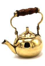 Trukado Giftware Figurines Collectables - Miniature Teapot with wooden handle, Brass