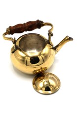 Trukado Giftware Figurines Collectables - Miniature Teapot with wooden handle, Brass