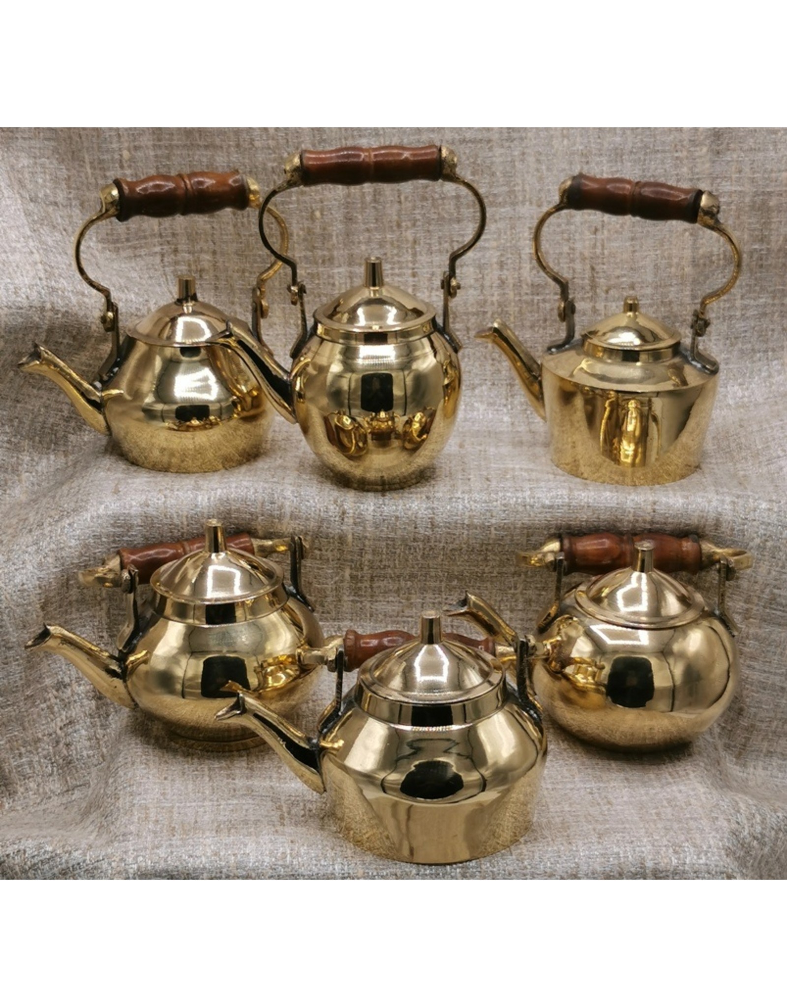 Trukado Giftware Figurines Collectables - Miniature Teapot with wooden handle, Brass