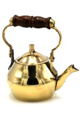 Trukado Giftware Figurines Collectables - Miniature Teapot with wooden handle, Brass