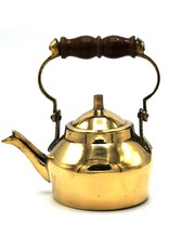 Trukado Giftware Figurines Collectables - Miniature Teapot with wooden handle, Brass