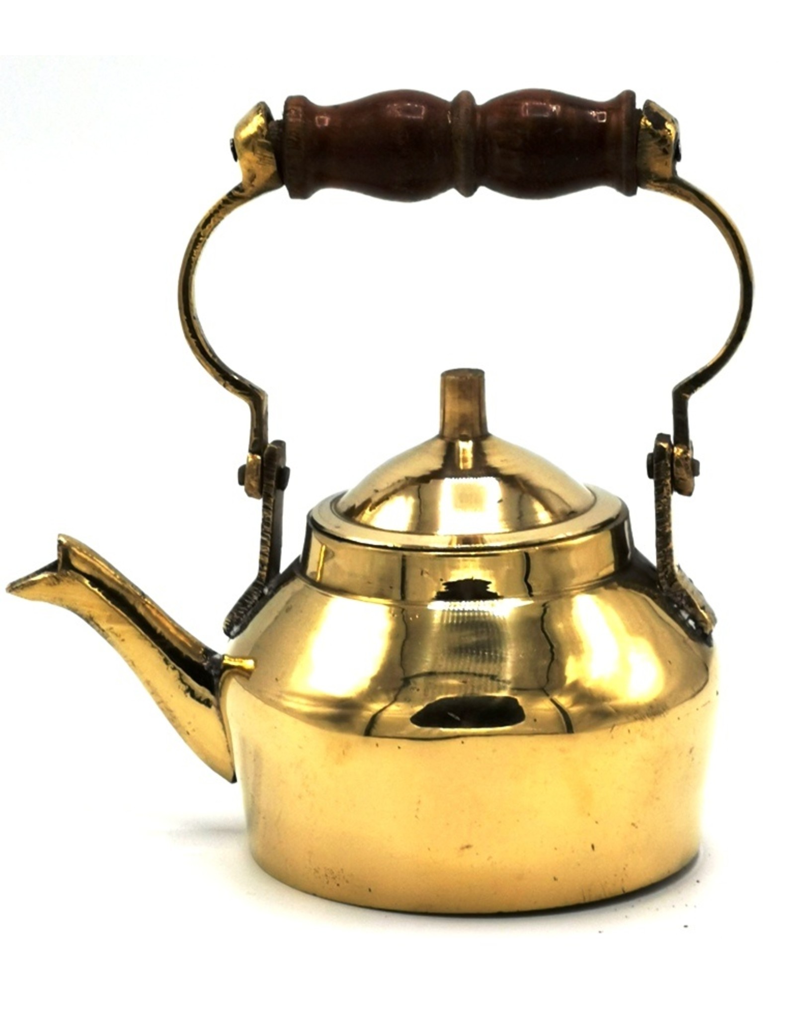 Trukado Giftware Figurines Collectables - Miniature Teapot with wooden handle, Brass