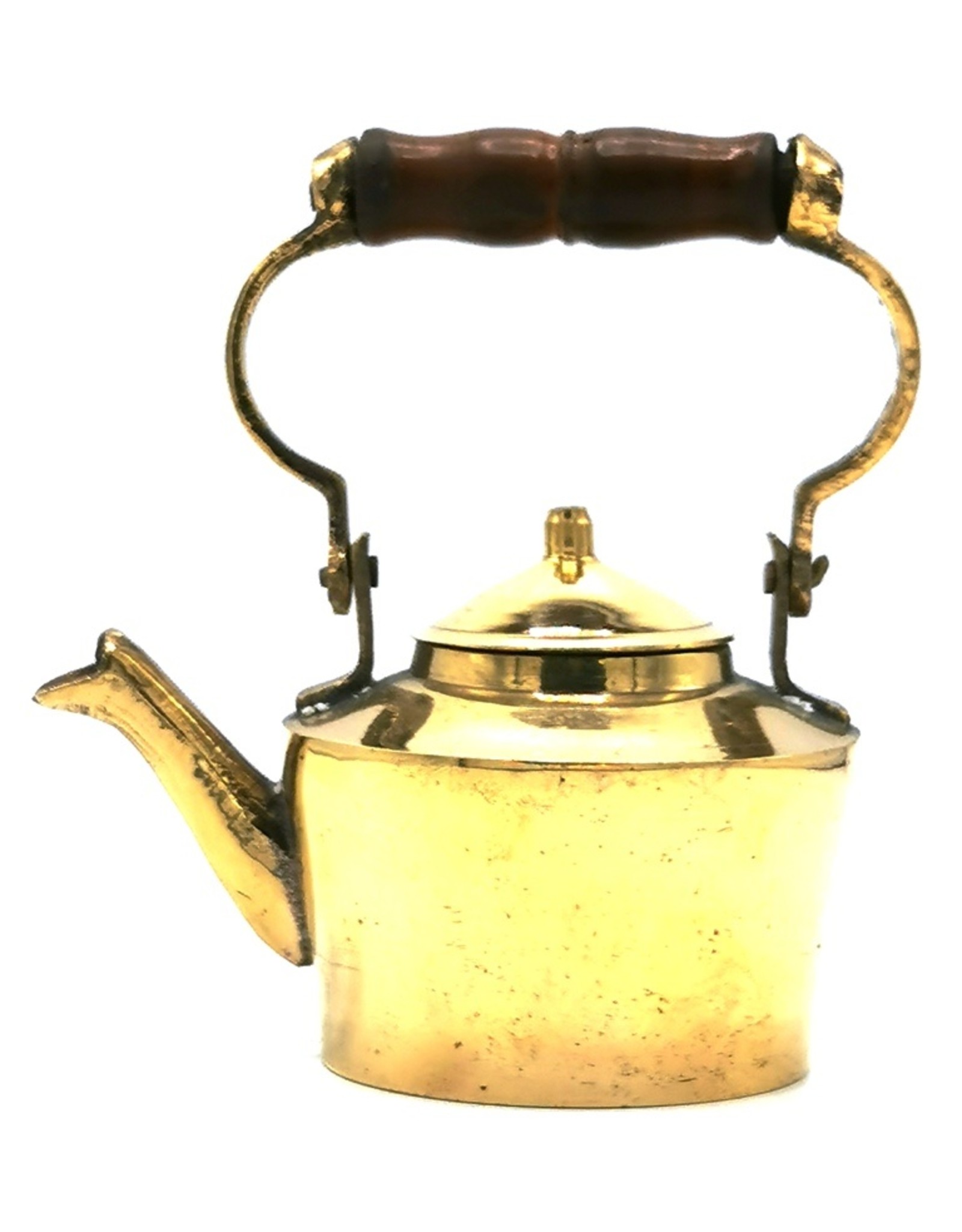 Trukado Giftware Figurines Collectables - Miniature Teapot with wooden handle, Brass