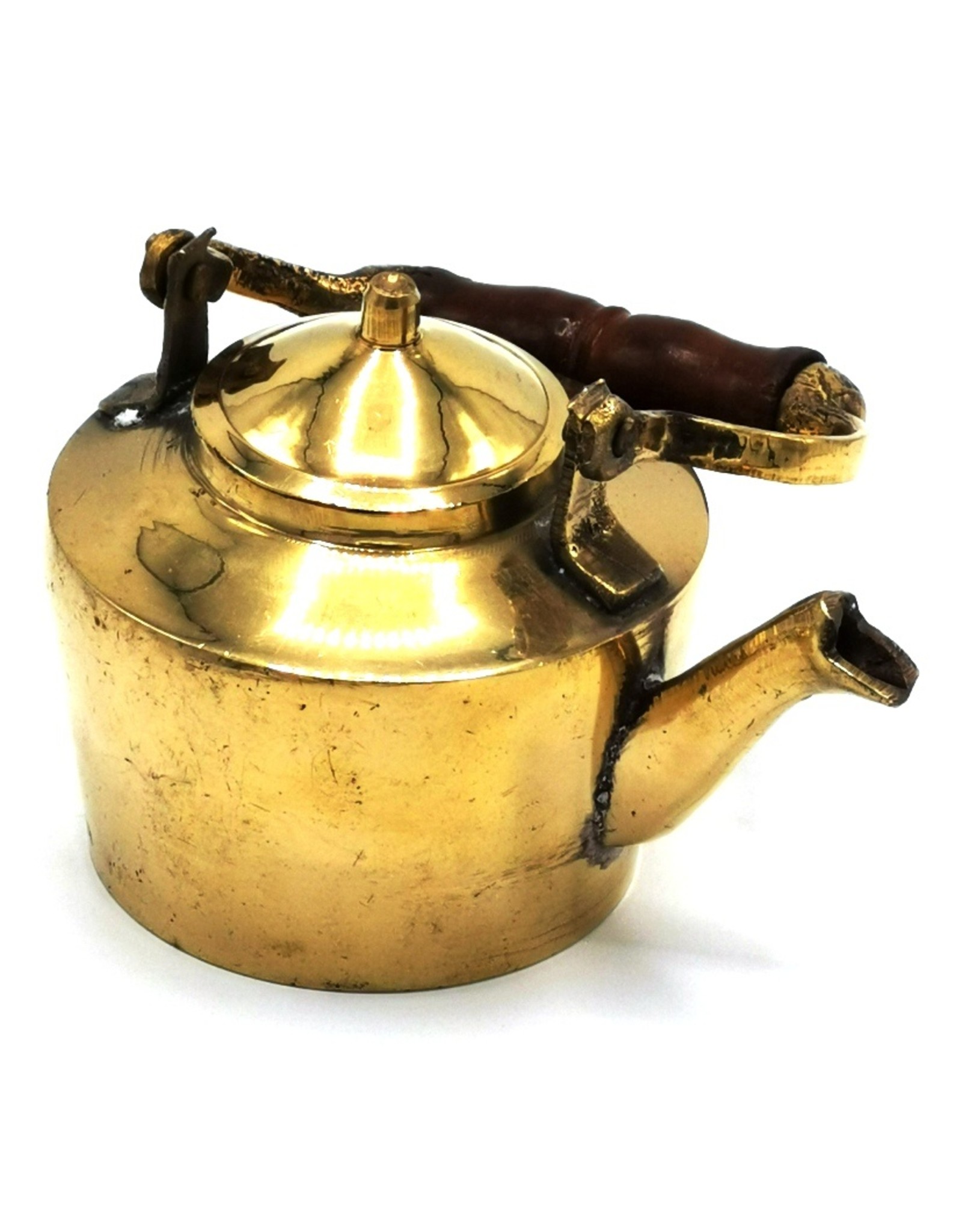 Trukado Giftware Figurines Collectables - Miniature Teapot with wooden handle, Brass