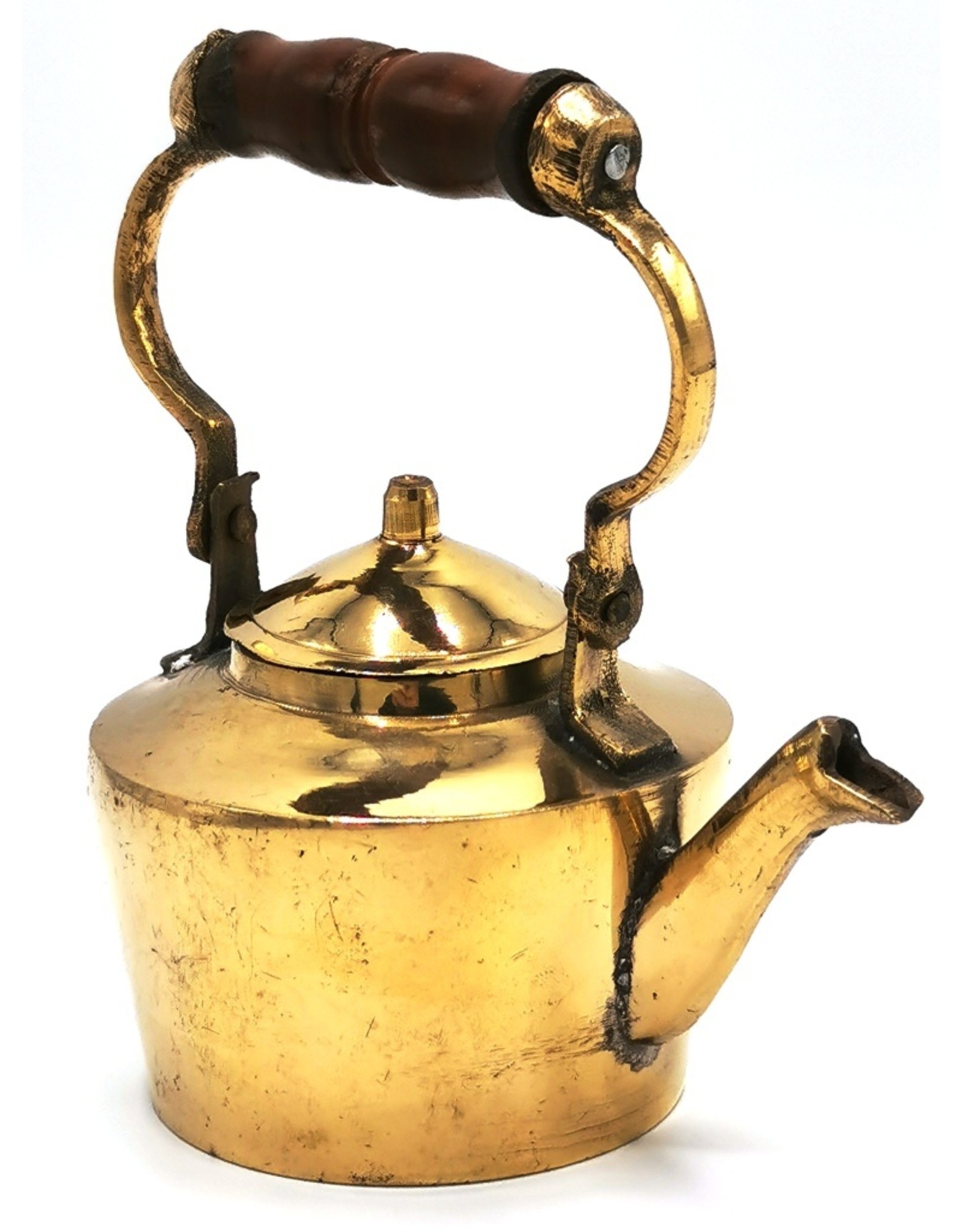 Trukado Giftware Figurines Collectables - Miniature Teapot with wooden handle, Brass