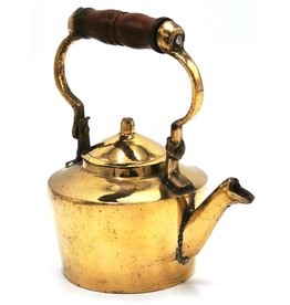 Koperen theepot Miniature Teapot with wooden handle, Brass