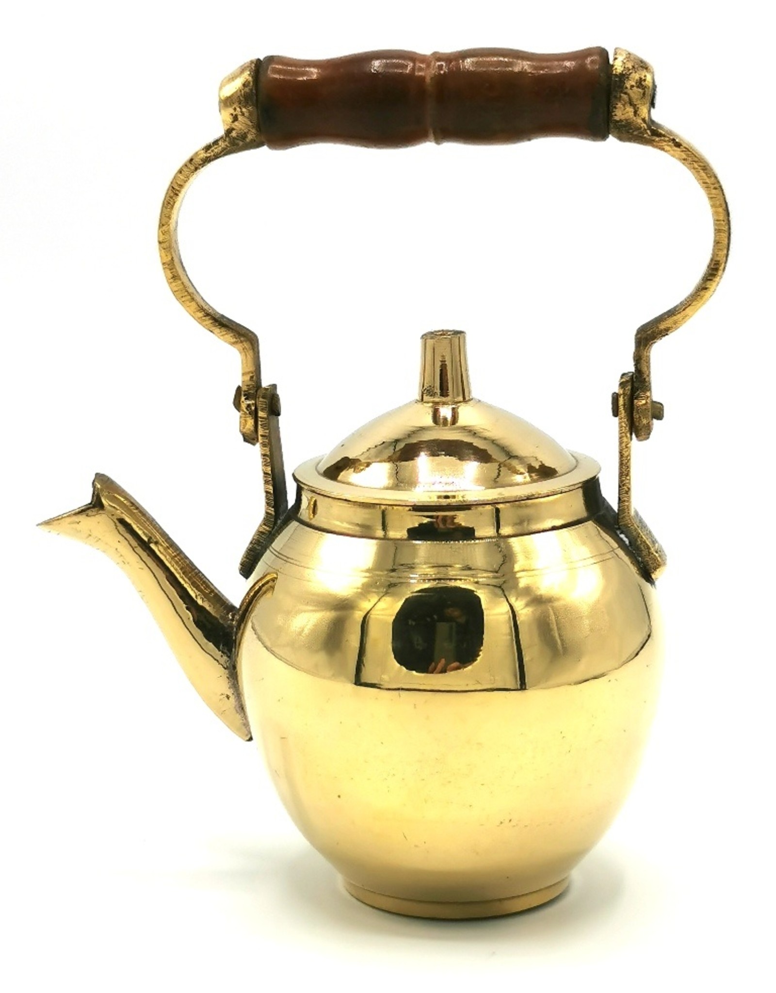 Trukado Giftware Figurines Collectables - Miniature Teapot with wooden handle, Brass