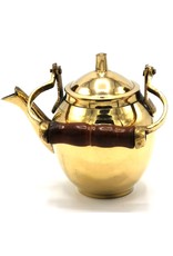 Trukado Giftware Figurines Collectables - Miniature Teapot with wooden handle, Brass