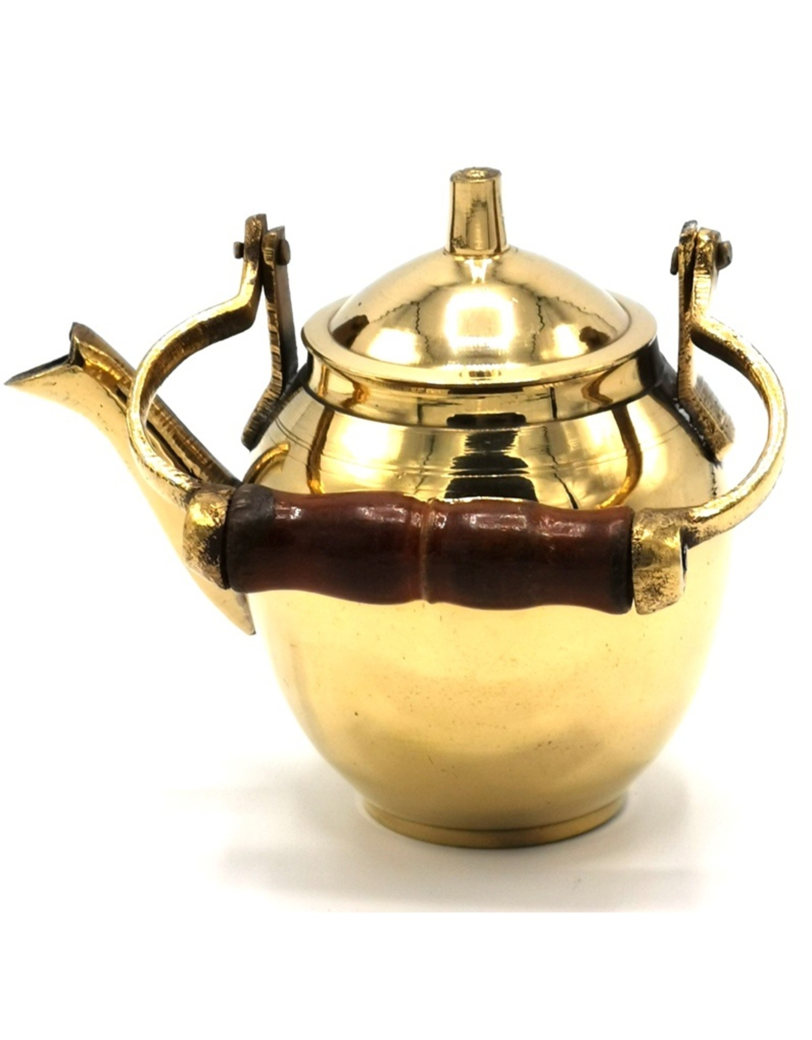 Trukado Giftware Figurines Collectables - Miniature Teapot with wooden handle, Brass