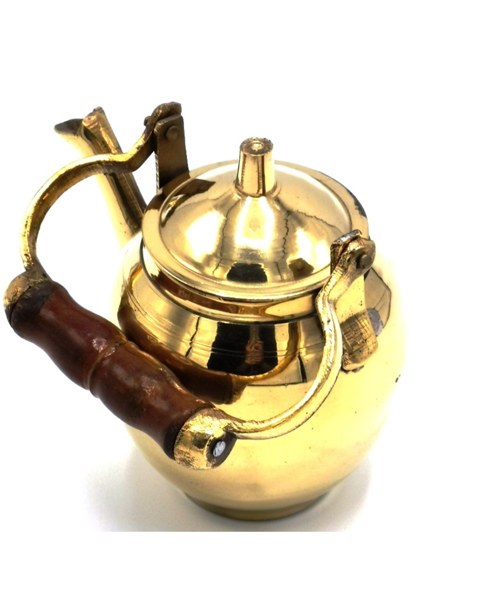 Trukado Giftware Figurines Collectables - Miniature Teapot with wooden handle, Brass