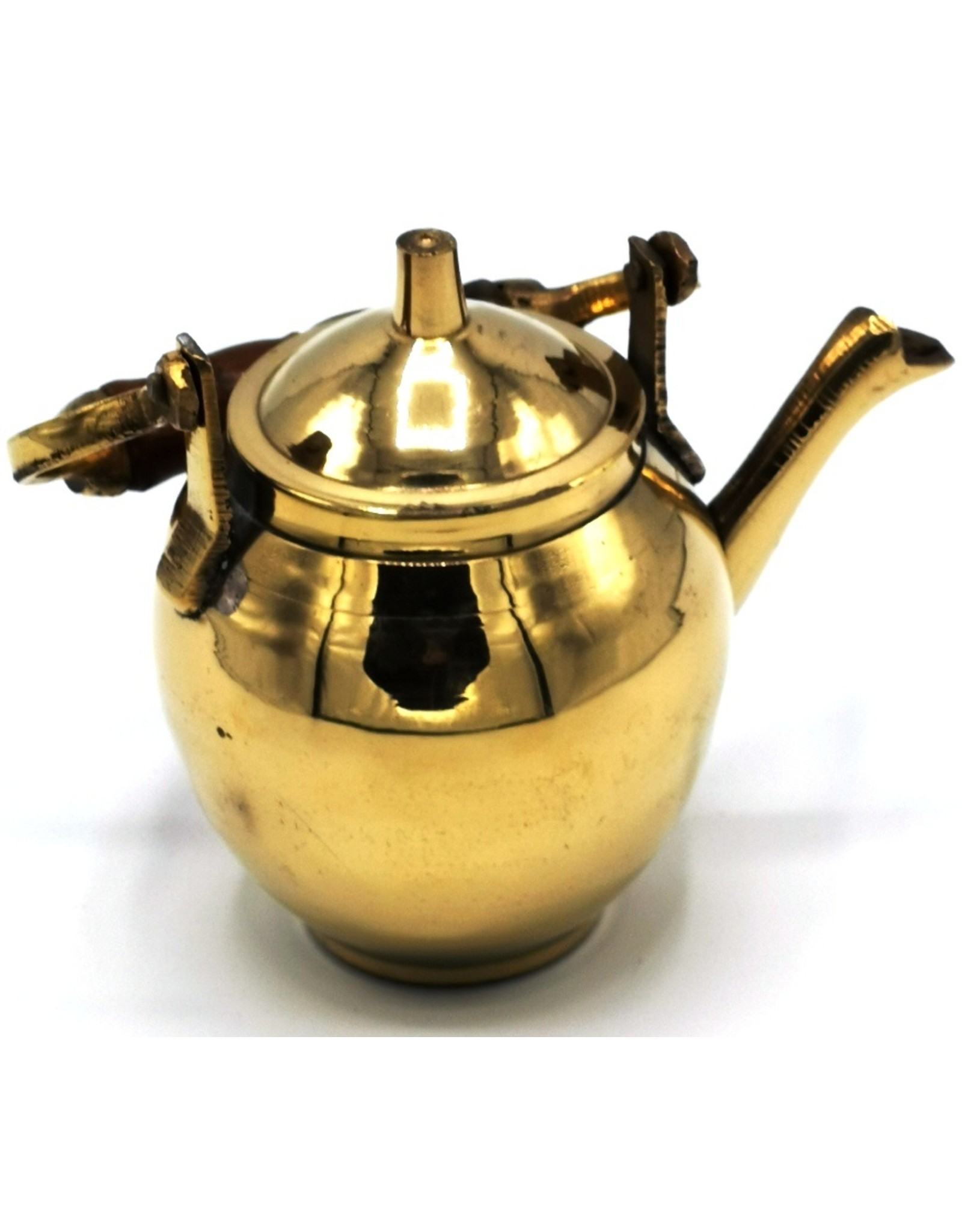 Trukado Giftware Figurines Collectables - Miniature Teapot with wooden handle, Brass
