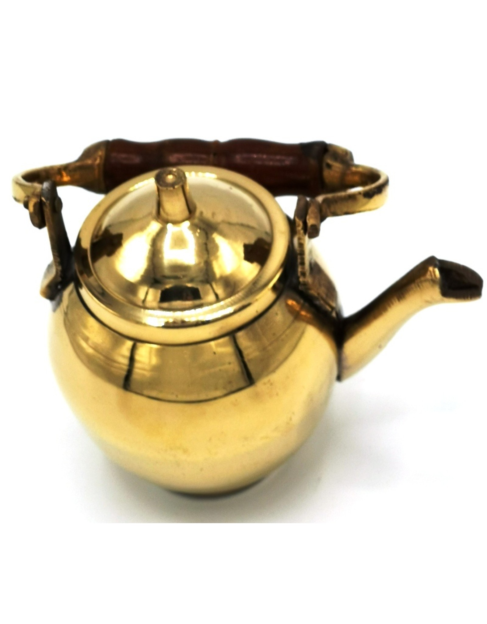 Trukado Giftware Figurines Collectables - Miniature Teapot with wooden handle, Brass