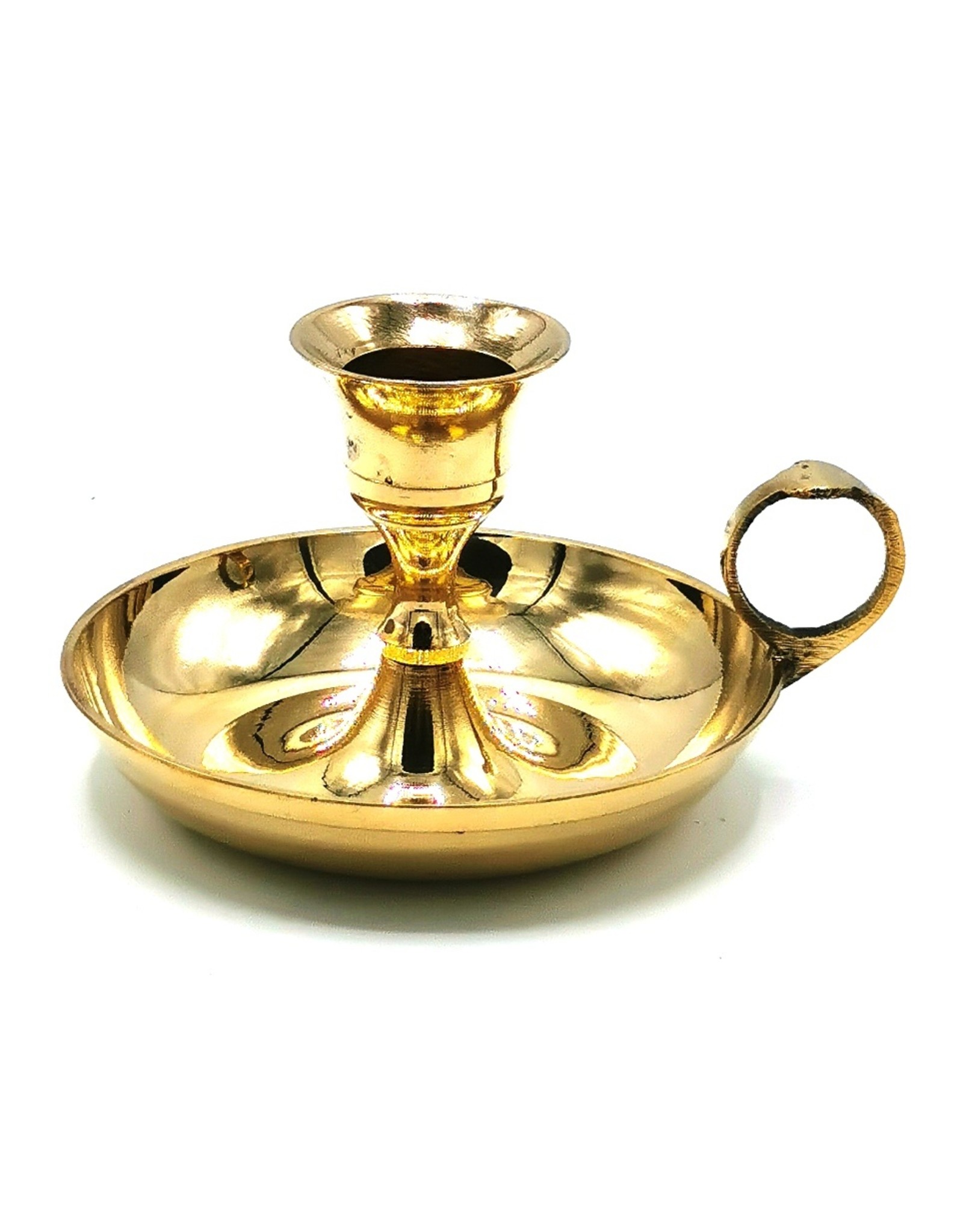 Trukado Miscellaneous - Candlestick with handle and saucer, brass