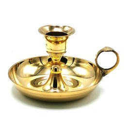 Trukado Candlestick with handle and saucer, brass