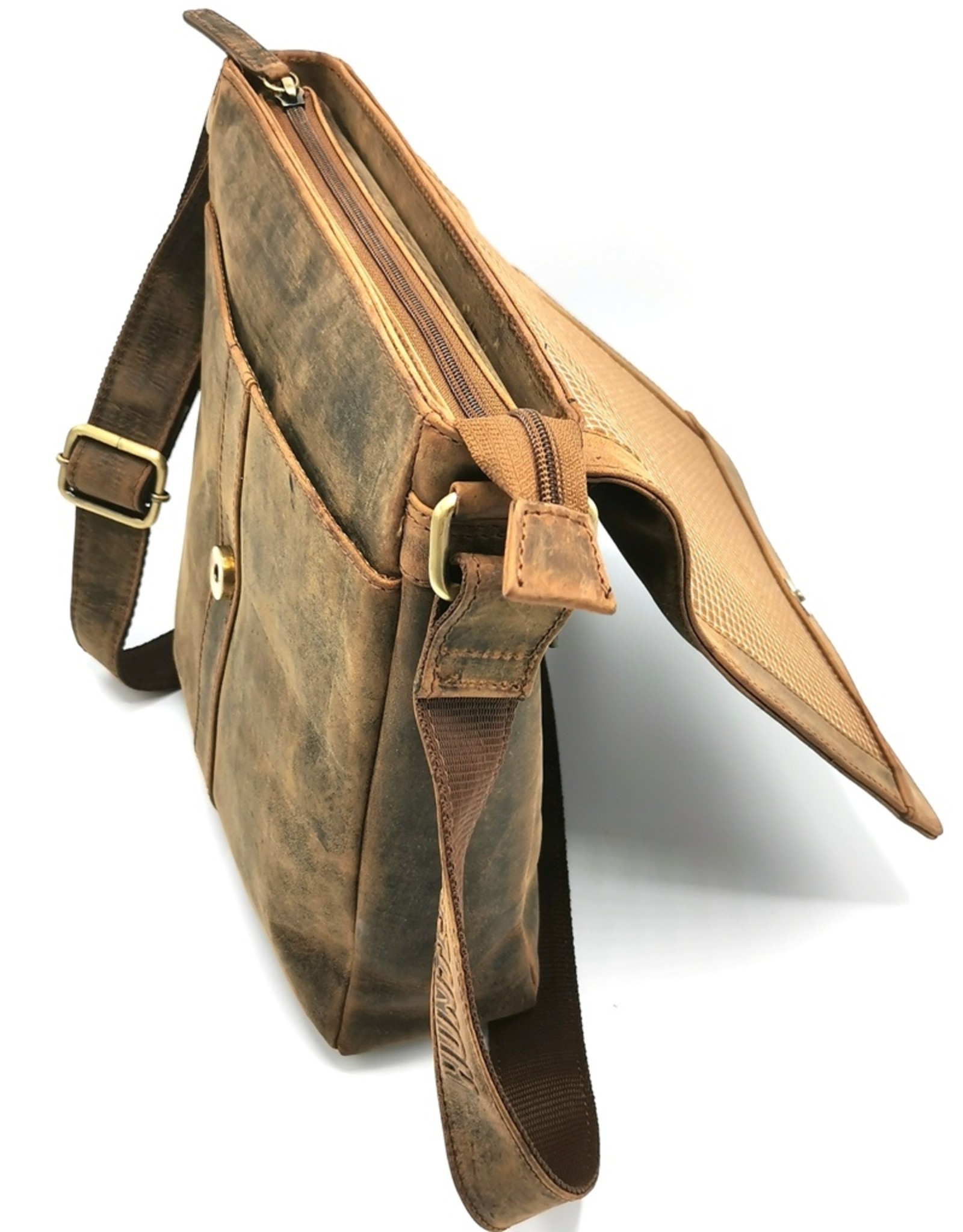 Hunters Leather Shoulder bags  Leather crossbody bags - Hunters Leather Crossbody Bag Buffalo Leather (dark tan)