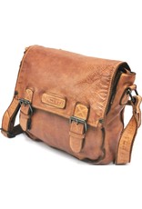 HillBurry Leren schodertassen Leren crossbody tassen - HillBurry Leren Schooltas Gewassen Leer (cognac)