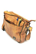 HillBurry Leren schodertassen Leren crossbody tassen - HillBurry Leren Schooltas Gewassen Leer (cognac)