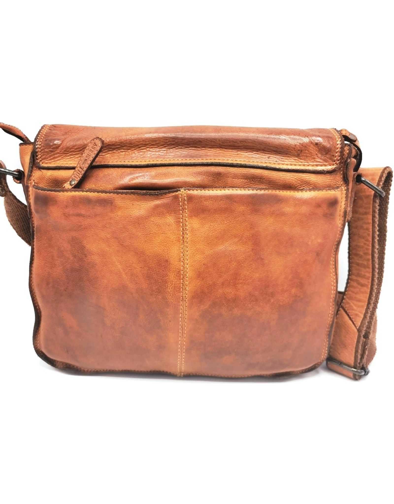 HillBurry Leren schodertassen Leren crossbody tassen - HillBurry Leren Schooltas Gewassen Leer (cognac)