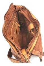 HillBurry Leren schodertassen Leren crossbody tassen - HillBurry Leren Schooltas Gewassen Leer (cognac)