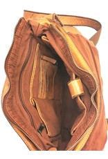 HillBurry Leren schodertassen Leren crossbody tassen - HillBurry Leren Schooltas Gewassen Leer (cognac)