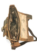 Hunters Leren schodertassen Leren crossbody tassen - Hunters crossbody tas met "M" omslag bruin