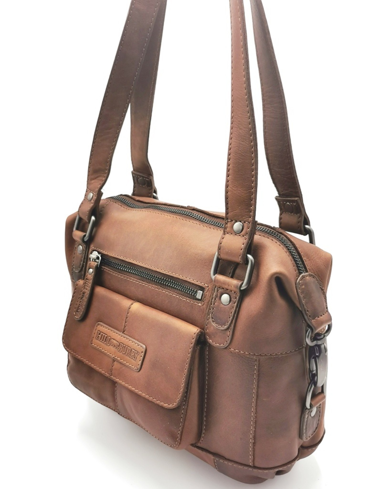 HillBurry Leather Shoulder bags  Leather crossbody bags - HillBurry Leather shoulder bag with long handles brown